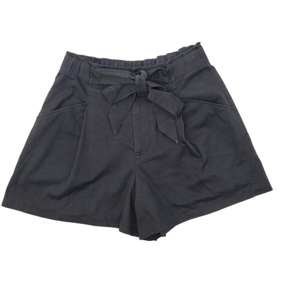 Zara Pants - Zara Shorts Womens High Rise Elastic Waist Black Small Bow Knot Tie Pockets